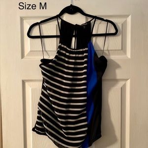 EXPRESS Colorblock Stripe Cami Tank Top Black White Blue
